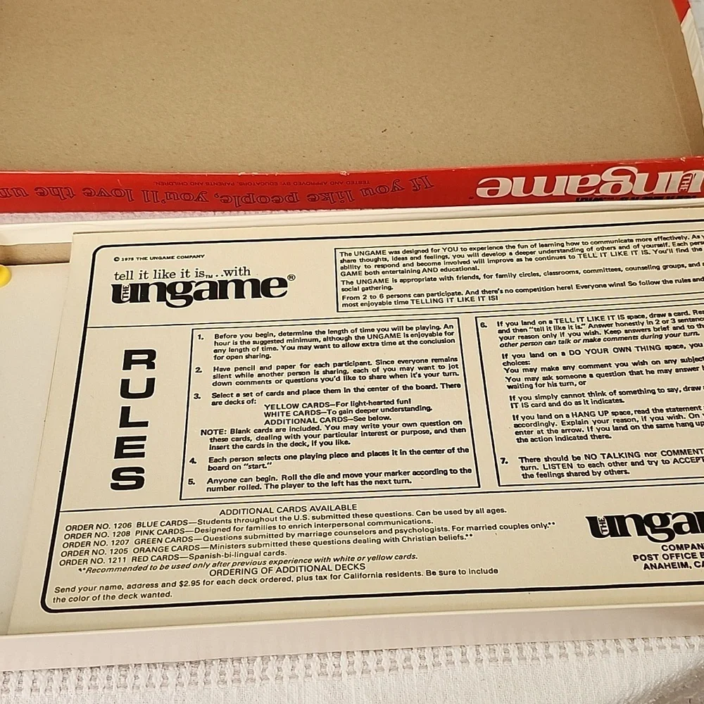 VINTAGE THE UNGAME 1975 Special Christian Version Family Board Game HOMESCHOOL